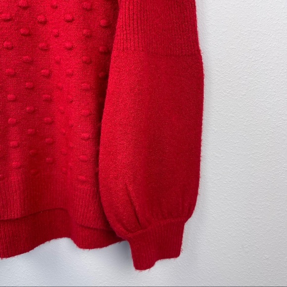 NWOT Gibson Latimer Red Popcorn polka Dot Sweater - Picture 10 of 16